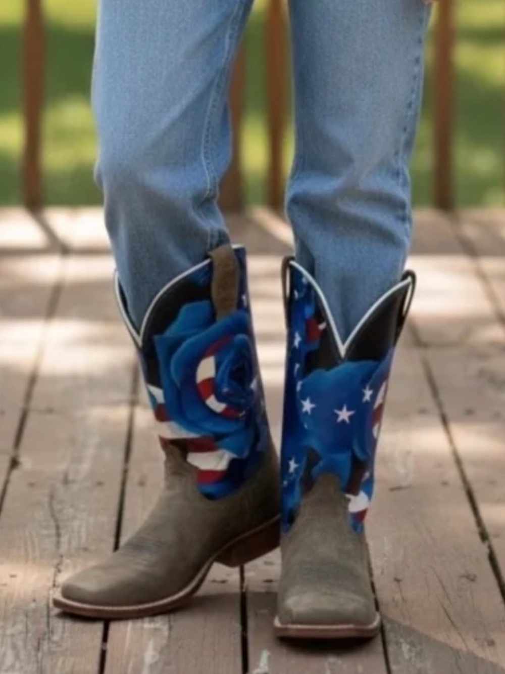 Twisted Leather Western Cowboy Boots Square Toe Blue Rose SZ 9